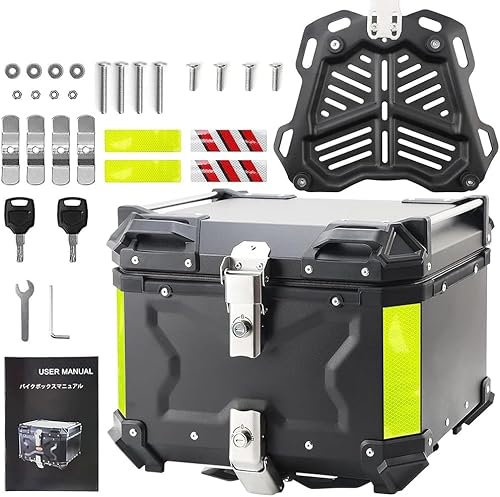 NCONCO 45L Motorrad-Topcase aus Aluminium - Wasserdicht mit Sicherheitsschloss für Helm und Großes Gepäck