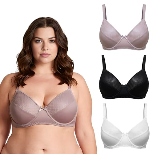Curve Muse Non doublé Minimiseur À Armatures Soutien-Gorge | Flatteur, Maille, Bretelles réglables, Fermeture Agrafes, Nylon, Microfibre