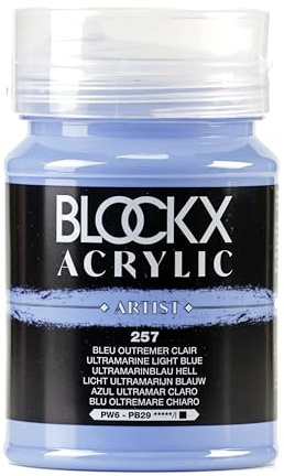 Blockx 65257BXC - Acrylique Fine Opaque et Satinée - Bleu outremer clair PW 6/PB 29 - Pot 500ml