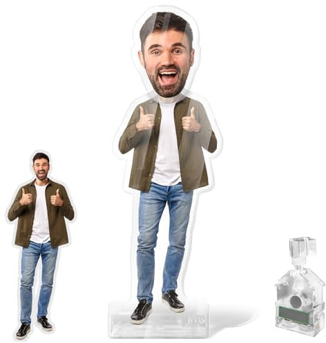 LucBuy Personalisiertes Wackelkopf Dekor, Solar Wackelkopf Figur aus Acryl mit lustigem Foto, Individuelle Kreative schwingende Schreibtisch/Auto/Büro Dekoration zum Selbermachen Geschenke (A2)