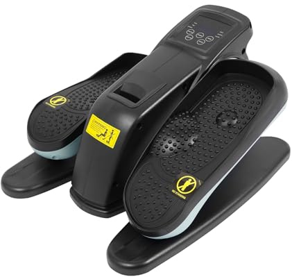 Elektrisk mini-crosstrainer för hemmet, underbord, ellips-tränare med fjärrkontroll, LCD-skärm, justerbar hastighet, bärbar crosstrainer för seniorer, blå + svart