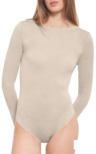 GIOS Body Donna 830 in Cashmere Touch – Scollo a Barca e Manica Lunga – Micromodal e Cashmere – Intimo o Esternabile – Sabbia, XS/S