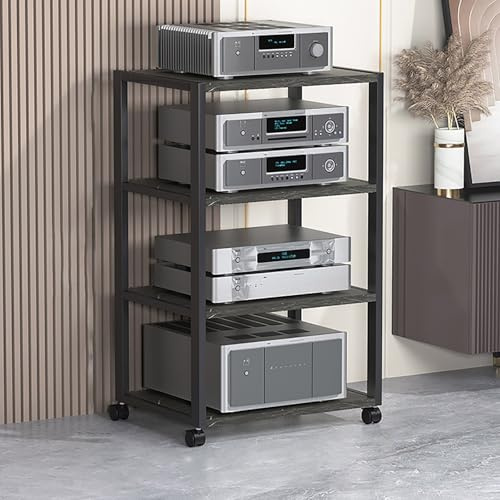 Hifi-Ställ, Modernt Vinylskivförvaringsställ För Underhållningskonsol För Hemmastereokomponenter, Flerskiktsmediaskåp För Sovrum Eller Vardagsrum(Svart - 50 * 40 * 89 Cm)