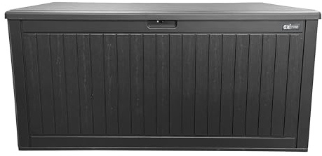 AXI Mike Baul Exterior de plastico, negro, 1000 litros | Caja de almacenamiento exterior para cojines con fondo | Arcon Jardin/Impermeable - 141 x 72 x 72,5 cm.