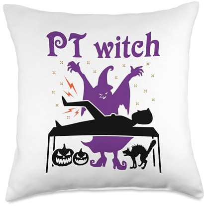 PT Witch Physical Therapy Halloween Physical Therapist Throw Pillow