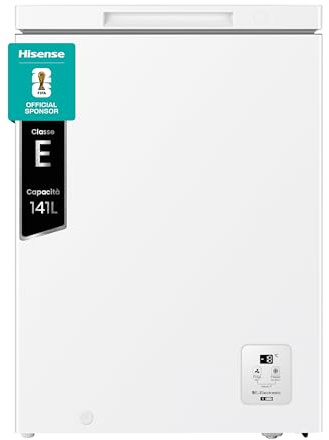 Hisense FT145N1AWE NUOVO Congelatore a pozzo 141 litri, Super Silenzioso 40 db, classe E, (L*P*A): 60,6×55,9×85,8 cm, Bianco