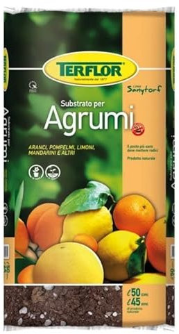 Terriccio Substrato di Torba per Agrumi 45 Lt Naturale Giardinaggio Concime Limone Arancio Mandarino Pompelmo