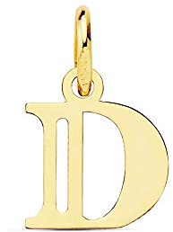 Colgante oro 18k letra D mayúscula 11mm. doble tira calada lisa