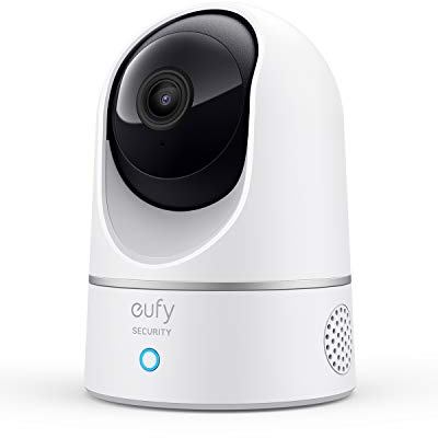 eufy Security Indoor Cam E220, Camera for home Security, Pan & Tilt, Dog/Pet Camera, 2K Wi-Fi Plug-in, Motion Tracking, Motion Only Alerts, Night Vision, HomeBase 3 Compatible, Voice Assistant Support