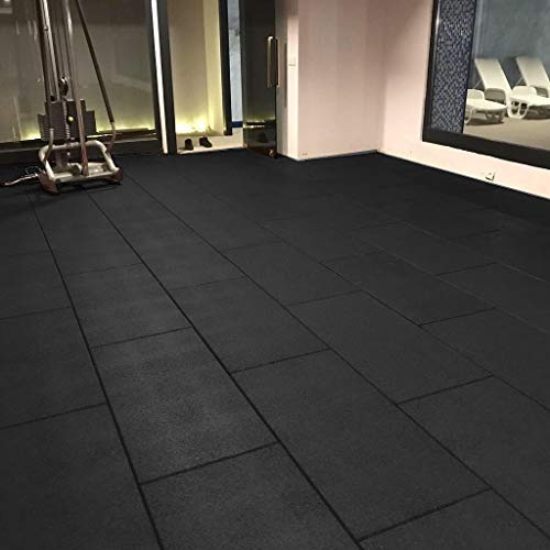 Cannons UK 1m x 50cm x 20mm Flatline Heavy Duty Large Rubber Gym Mat Commercial Free Weight Mat Flooring Garage Flooring (Black, 4m2 (8 mats))