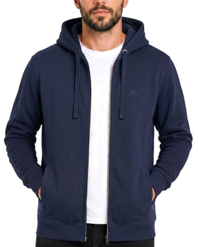 Iron Mountain Sudadera Hombre con Cremallera Fleece – Hoodie Algodón con Cierre Completo y Bolsillo Canguro, Sudadera Workwear para Deporte y Uso Diario (Azul Marino, L)