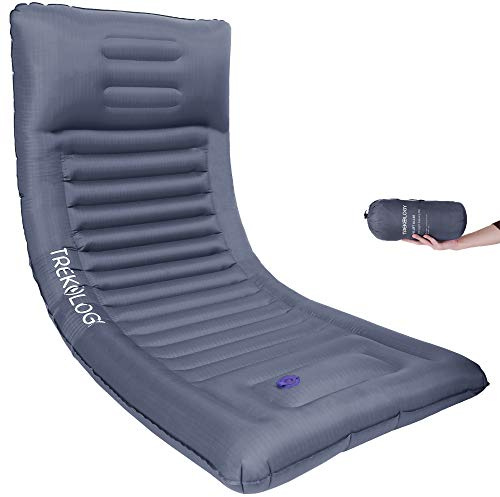 TREKOLOGY UL140 Inflatable Sleeping Pad with Built-in Foot Pump – Lightweight Camping Mat, Self-Inflating Sleeping Mattress for Hiking, Backpacking & Travel