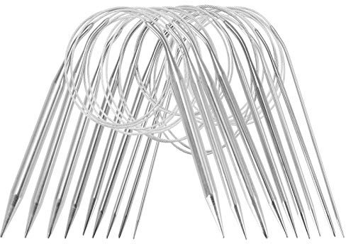 Rundstricknadeln Stricknadeln Set Edelstahl 80cm 9 Stück, ZITFRI Stricknadeln Anfänger Set mit 9 Größe 2,5/3,5/4,5/5,5/6 / 7/8 / 9/10 mm, Häkelnadel Set Häkelnadeln Garnnadeln