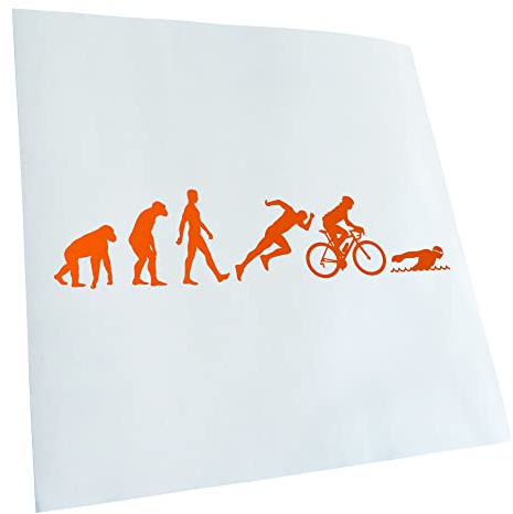 Kiwistar - Autocollant - Triathlon Evolution - 60 x 14 cm - orange - G60 - Pour voitures, vélos, véhicules, motos, cyclomoteurs, tuning, vitres arrière