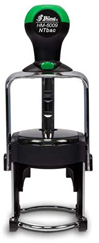 Runder Stempel Shiny HM-6009 aus recycletem Material personalisieren - Stativstempel Ø 45mm mit eigenem Text und Logo gestalten - Bürostempel