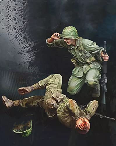 Risjc 1:35 Vietnamkrieg US-Soldaten rufen zur Rettung Resin Soldatenmodell (2 Personen) unbemalt und unmontiert Miniaturmodellbausatz/R89144