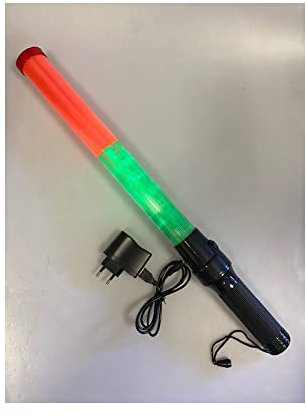 Bâton Lumineux Rechargeable Fluorescent - Baguette Led Vert Rouge, Eclairage Circulation Route Aéroport Train Signalisation Police