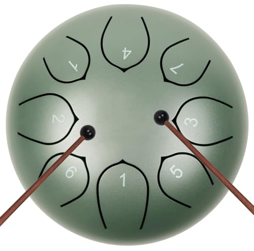 JYTMUS Stål tungtrumma 20 cm 6 tum ståltrumma med trumma, musikbok, trumklubbor, klubbhållare och klistermärken tungtrumma för yoga, meditation, prenatal musikutbildning