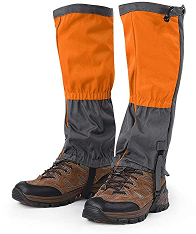 Polainas para Senderismo, Polainas Oxford Cálidas y Resistentes Al Viento para Exteriores, Impermeables, para Deportes, Zapatos de Escalada, Botas, Cubierta para Adultos (Naranja)