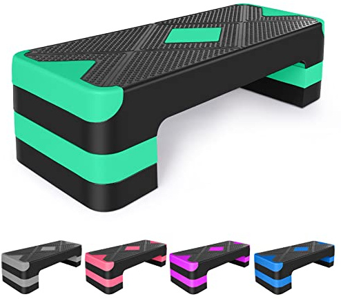 Adjustable Workout Aerobic Stepper in Fitness & Exercise Step Platform Trainer 3 settings adjustable height 4”-6”-8”