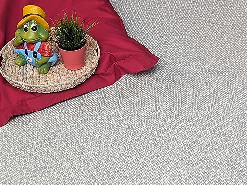 PVC Bodenbelag Vinylboden in silber grauen Kästchen, Zuschnitt (2m breit, 4m lang)