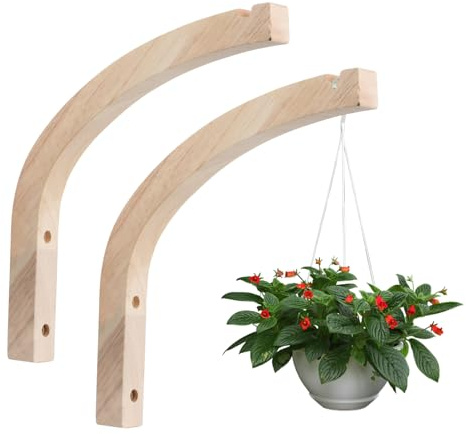 PTJJXA 2 Pièce Crochet de Suspension pour Plantes en Bois, Crochets pour Plantes D'intérieur, Crochets pour Plantes Muraux pour Paniers de Fleurs, Pots de Fleurs, Mangeoires,