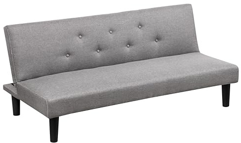 Baroni Home Canapé-Lit Clic Clac en Tissu 3 Places Convertible en Lit Rembourré, Sofa Inclinable avec Pieds en Plastique pour Salon, Chambre d'amis, Ouverture 93 cm, 167x70x77 cm, Gris