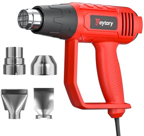 Décapeur Thermique 2000W, Pistolet air chaud température variable 60°C - 600°C, avec 2 Débit d'air 4 buses, Protection Contre Les Surcharges Adapté au Chauffage, Au Dégivrage et à La Soudure