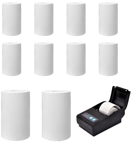 Termopapper 10 rullar för barnkamera och miniskrivare, vitt påfyllningspapper för omedelbara kameror för barn, tryckpapper BPA-fritt (57 mm till 30 mm)