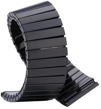 HBGRVCKS Elastisches Uhrenarmband aus Edelstahl, 14 mm, 16 mm, 18 mm, 20 mm, 22 mm, einziehbares Uhrenarmband aus Metall, Unisex-Uhrenarmband, Ersatzarmband, Uhrenzubehör(Black,22MM_L-151MM)