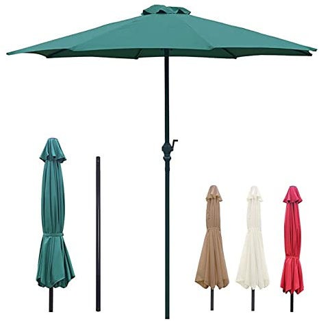 Ombrellone da giardino con manovella, resistente, per protezione solare, 8 stecche, per prato, piscina e terrazza, perfetto per ombra all'aperto