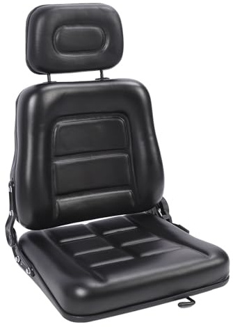banapoy Universal Gaffeltruckstol, 3 -nivå Justerbar Nackstödtraktorstol Gräsklippare Stol med Justeringsomkopplare, Glidskena, för Traktor, Slåttermaskin, Glidlastare, Grävmaskin (Utan armstöd)