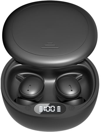 Topiky Auricolari per Dormire per Chi Dorme di Lato, Cuffie per Dormire Bluetooth Wireless, Cuffie per Dormire con Blocco del Rumore con Display Digitale, Auricolari Intrauricolari (BLACK)