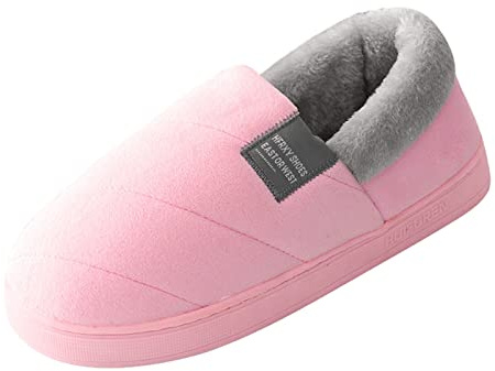 Pantuflas Mujer Rosa - Sandalias Cerradas para Mujer Zapatos de Invierno de Algodón Zapatos de Cabaña de Felpa Unisex Pantuflas de Fieltro Ligeras para Interior y Exterior, Zapatillas de Casa de