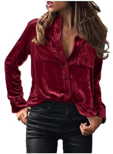 Chemisier Satin Femme Chic Et Élégant Manche Longues Chemise à Col à Revers Boutons La Soie Elegante Casual Tops Chemise et Blouses en Satin Tunique Vêtements de Soirée Business Cocktail Party Club