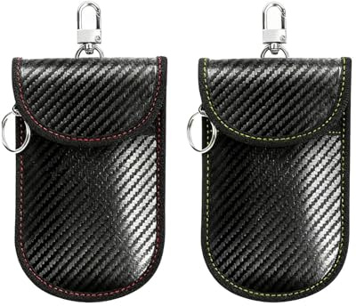 2pcs Pochette Étui Anti RFID Clé Voiture, Sac Faraday Blocage Signal Keyless, Protection Anti Vol Relais, Étui Compact Fibre de Carbone pour Clés Auto, Pochette Faraday clé Voiture, Sac Faraday