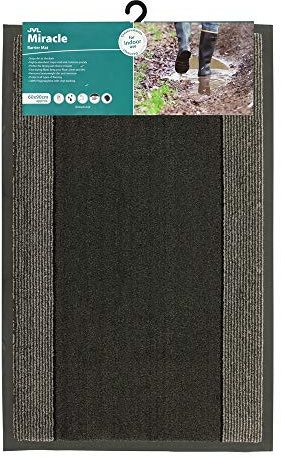 JVL Miracle Charcoal with Grey Stripes Barrier Mat, 60 x 90 cm