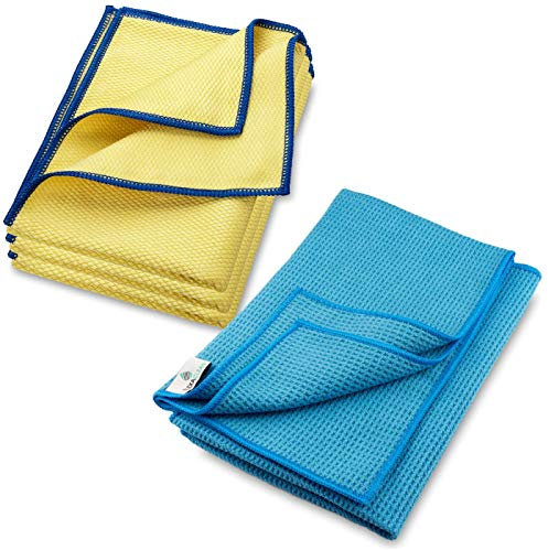 ELEXACLEAN Premium Mikrofaser Set - Fenstertuch Trockentuch - Ultra Clear Classic & Dry Master - (5-teilig, 60x40cm) - Scheibentuch Autotuch für den Profi