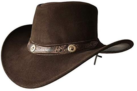 BRANDSLOCK Sombrero de vaquero de cuero para hombres y mujeres, ligero, hecho a mano, moldeable, ala ancha, duradero, marrón, XXL