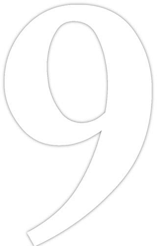 Zahlen-Aufkleber Nr. 9 in weiß I Höhe 20 cm I selbstklebende Haus-Nummer, Ziffer zum Aufkleben für Außen, Briefkasten, Tür I wetterfest I kfz_464_9