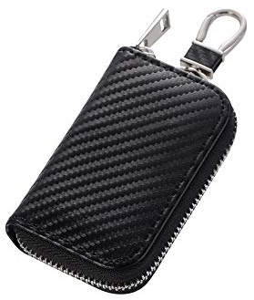 Auto Schlüsseltasche, RFID Diebstahlschutzbox, Leder Autoschlüssel Signal Abschirmbox Schlüsseletui mit Haken und Schlüsselring für Damen Herren