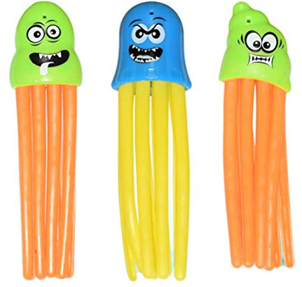 Wination Lot de 3 jouets de plongée en forme de pieuvre, animaux marins flottants, jouets de bain en forme de pieuvre sous-marin, jouets de plongée pour enfants avec visages amusants, apprentissage de