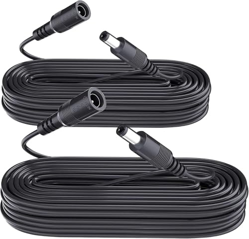 2 x 6 m DC-förlängningskabel, 12 V, 5,5 mm x 2,1 mm, DC förlängningskabel, kompatibel med 12 V IP-kamera strömförsörjning, svart
