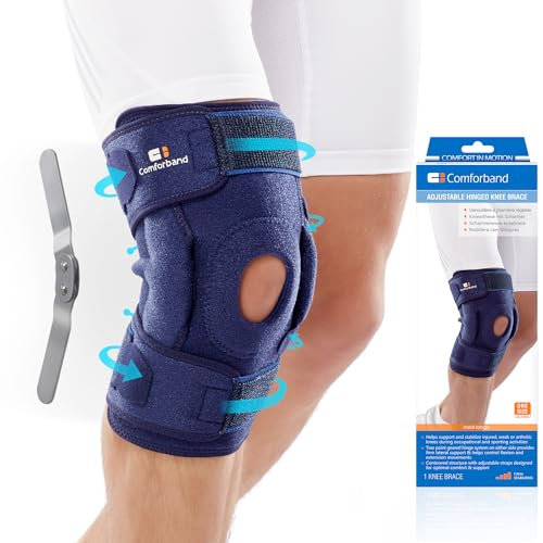 Comforband Adjustable Hinged Knee Brace, with Dual Side Hinges – Stabilizing Knee Brace for ACL PCL MCL Ligament Injuries, Meniscus Tear, Arthritis, Surgery Recovery
