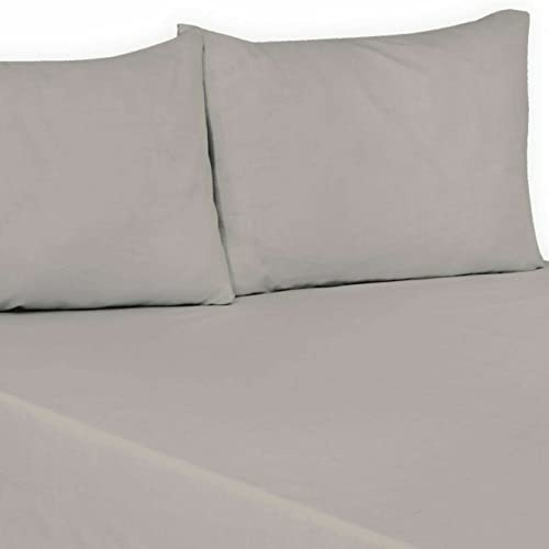 Flat Sheet Plain Dyed Polycotton Bedsheet Super Soft Easy-Care Bedlinen Non-iron Flat Sheets/Top Sheets in Single-Double-King-Super king (Grey, Single)