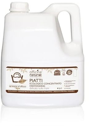 Officina Naturae | Detersivo Liquido Piatti Concentrato, Efficace sulle Stoviglie e Delicato sulle Mani, Flacone 100% Bioplastica, 4L