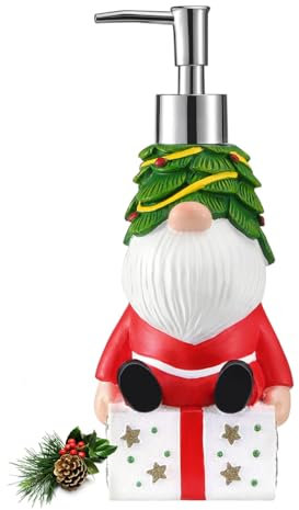 Luxspire Seifenspender Weihnachten, 350ml Harz Seifenspender Weihnachtsdeko Lotion Pumpflasche Flüssigseifen Halter mit ABS Pumpe Nachfüllbar Spülmittelspender für Bad Kitchen, Weihnachtsmann