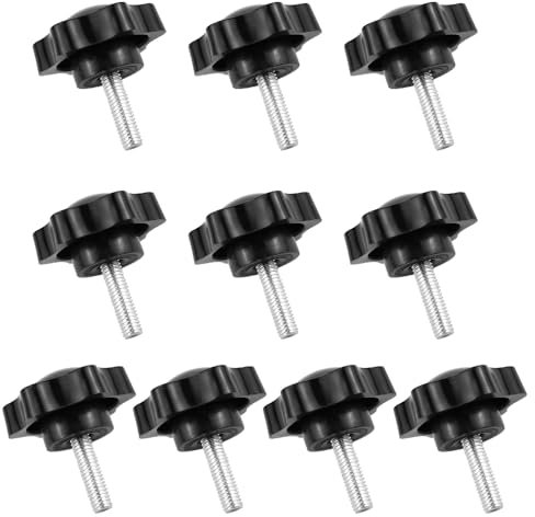 QUCUMER 10 Pcs Tornillo con Palometa m6x20mm Negro Perilla Estrella m6 Tuerca de Perilla m6 Perilla de Sujeción con Tornillo Estrella Sujeción Tuerca Perilla m6 Para Bricolaje Equipos Mecánicos