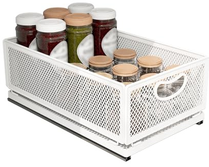 ULIKEUS Panier de rangement coulissant pour armoire à pharmacie, armoire de rangement sous l'évier, panier coulissant, étagères empilables multi-usages pour cuisine et maison