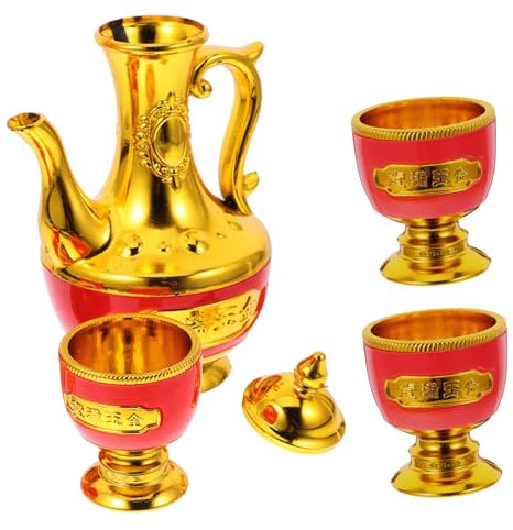 ABOOFAN Tetera y Copa De Vino Doradas Cáliz De Agua Sagrada y Copa Para Ofrenda De Agua Sagrada Mini Cáliz Para Culto Budista Tibetano y Chino Pirata y Utensilios Culto